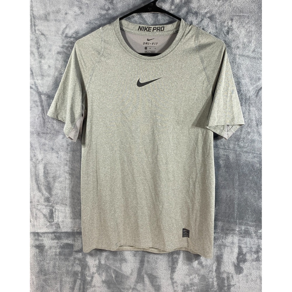 Nike Pro Shirt Mens Medium Green Short Sleeve Dri Fit Active Gym Vented Neckline